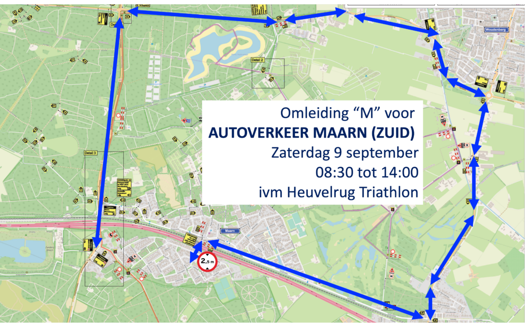 - Omleiding route M triathlon 2023 1030x651 - Informatie omwonenden Heuvelrug Triathlon Parcoursen -